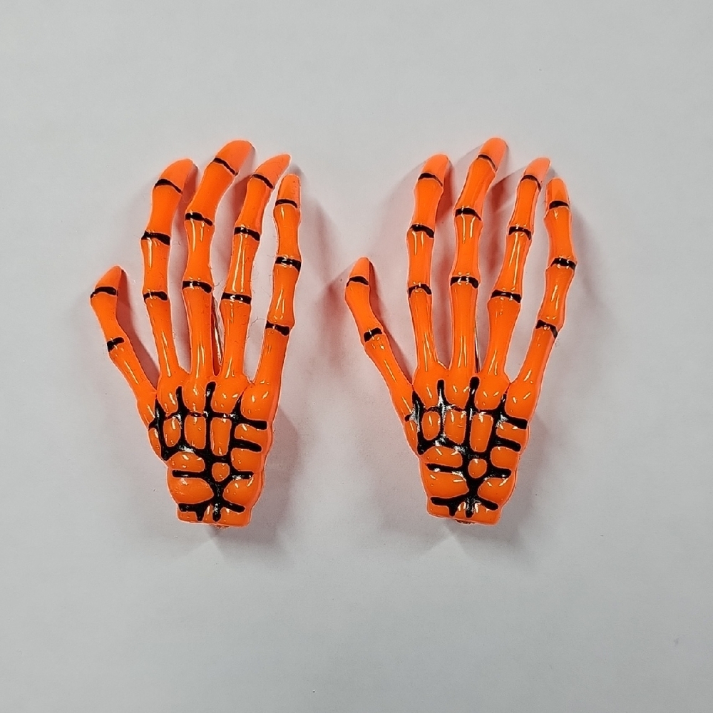 Hair Clips Skeleton‎ Hand Halloween Orange Hair Clips NEW